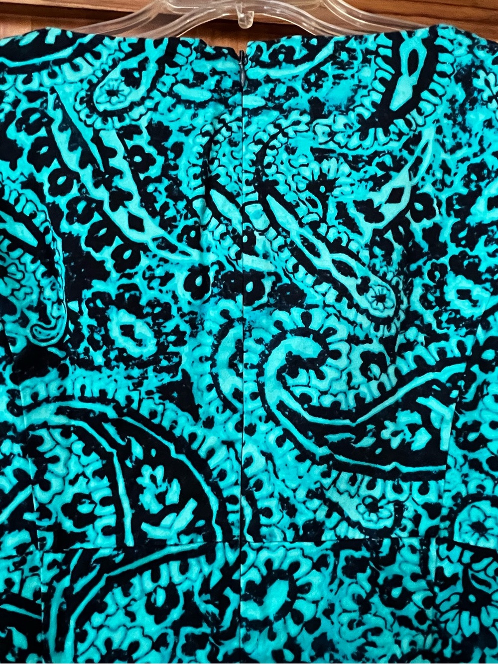 Jones New York Teal and Black Paisley V-Neck Midi Dress Size 12 - Picture 6 of 10